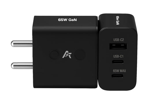 65W GaN Charger 3-in-1 Multiport (2 USB Type-C & 1 USB Type-A) Adapter Compatible with CMF Phone/Nothing Phone 1/2/2a/2a plus/3/3a,Samsung S/Z/A/F/M (All Series), iPhone, MacBook, Other Type C Devices