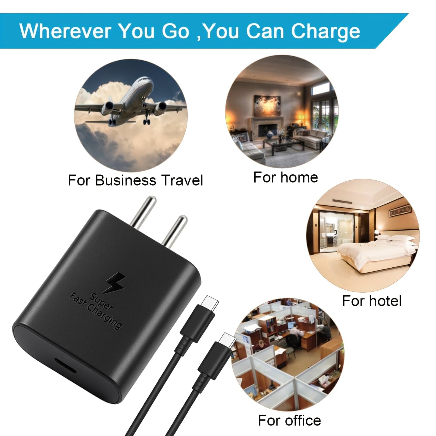 45W Type-C Super Fast Charger & Cable Compatible with Samsung Galaxy