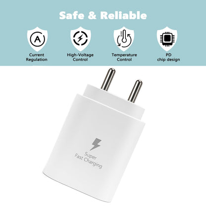 25W Type-C Fast Charger Adapter Compatible with Samsung Galaxy